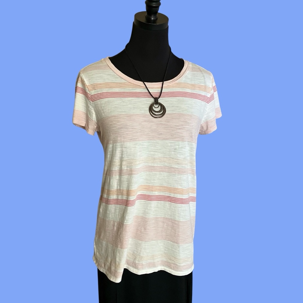 LOFT Tee Vintage Soft Pastel Stripe Size Medium